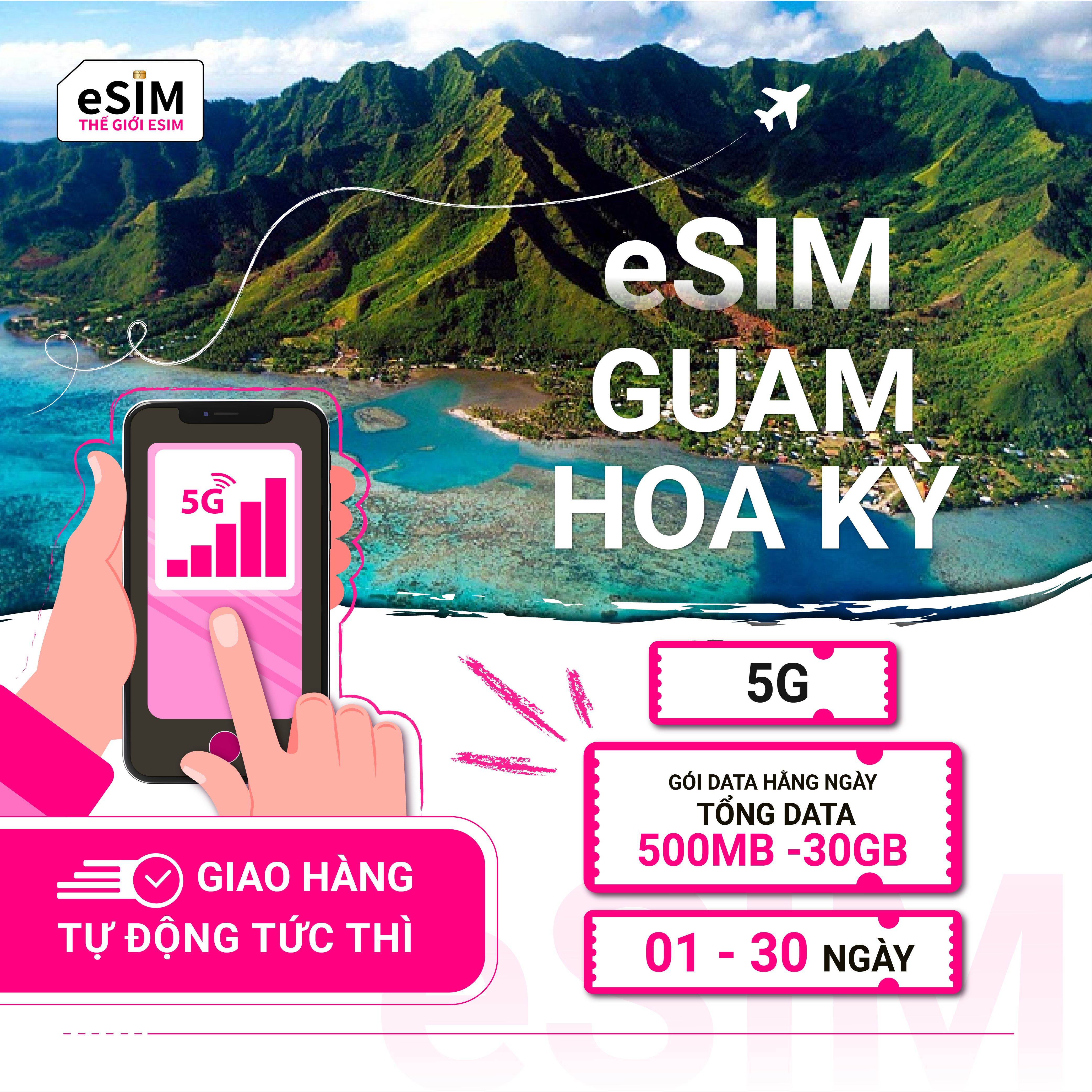Hình 8 - eSIM eSIM Guam, Hoa Kỳ | Docomo Pacific/ AT&T | 5G | Gói Data Hằng ngày/ Tổng Data 500MB - 30GB | 01 - 30 ngày | Thanh toán theo ngày lịch | Mã QR
