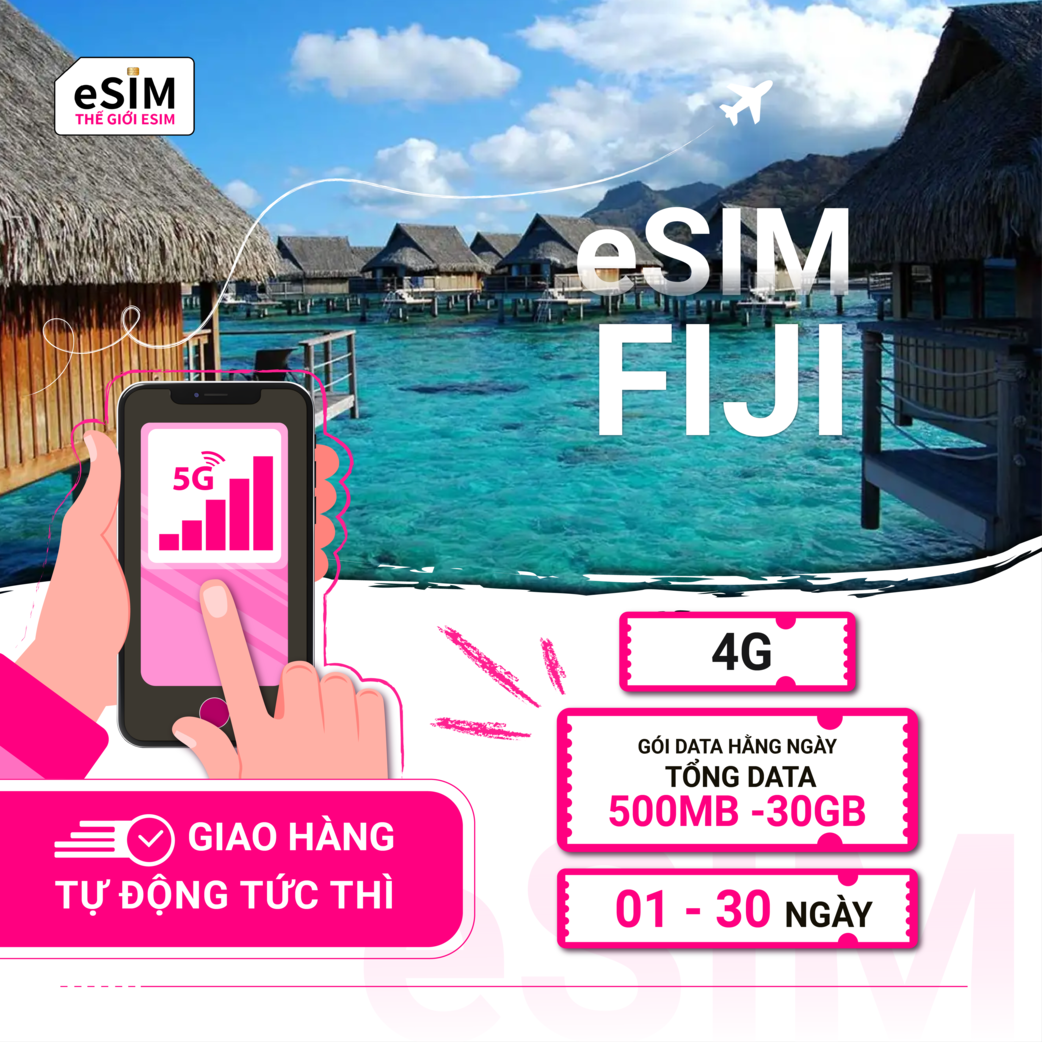 eSIM Fiji | Vodafone | 4G | Gói Data hằng ngày/ Tổng Data 500MB - 30GB | 01 - 30 ngày | Mã QR