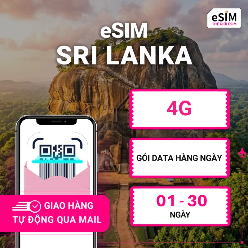 eSIM Sri Lanka | Dialog | 4G | Gói Data hằng ngày 500MB - 3GB | 01 - 30 ngày | Mã QR