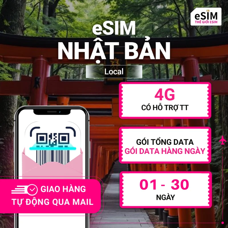 eSIM Nhật Bản (Local) | IIJ(Docomo) | 4G | Gói Tổng Data/ Gói Data hàng   ngày 500MB - 100GB | 30 - 90 ngày | Mã QR