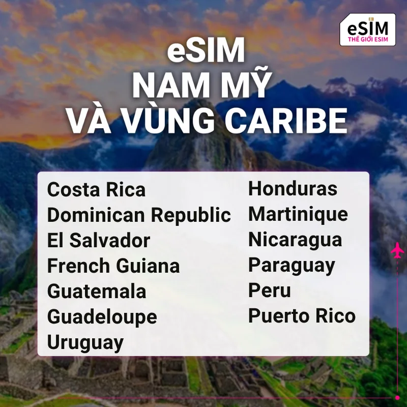 Hình 2 - eSIM eSIM Nam Mỹ và vùng Caribe | 4G | Gói Data hằng ngày/ Tổng Data 500MB - 5GB | 01 - 30 ngày | Mã QR