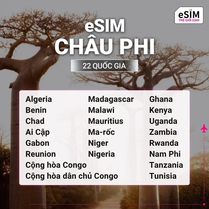 Hình 2 - eSIM eSIM Châu Phi 22 quốc gia | 4G/5G | Gói Data hằng ngày/ Tổng Data 500MB - 30GB | 01 - 30 ngày | Mã QR