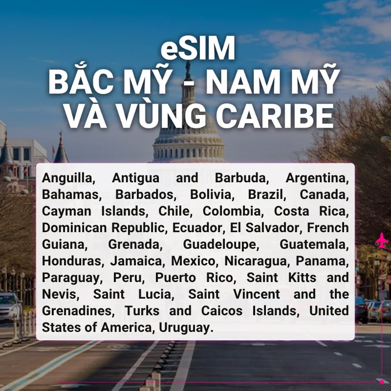 Hình 2 - eSIM eSIM Bắc Mỹ, Nam Mỹ và vùng Caribe | 4G/5G | Gói Data hằng ngày/ Tổng Data/ Unlimited Data | 01 - 30 ngày | Mã QR