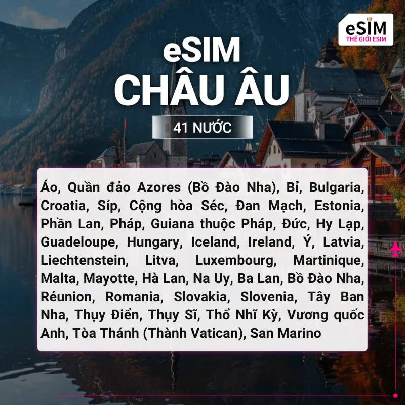Hình 2 - eSIM eSIM Châu Âu 41 nước | 4G/5G | Gói Data hằng ngày/ Tổng Data/ Unlimited Data | 01 - 30 ngày | Mã QR