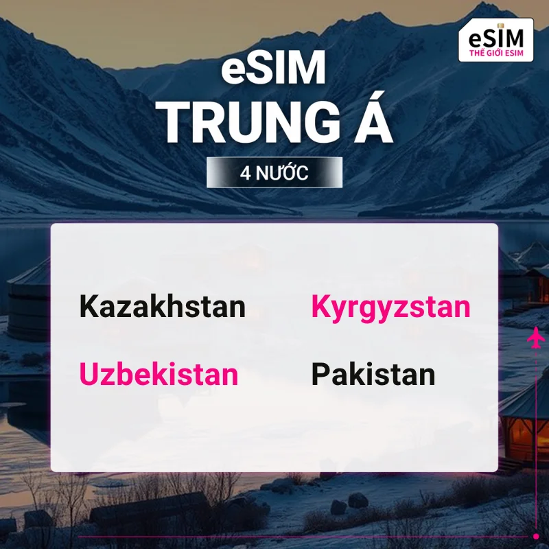 Hình 2 - eSIM eSIM Trung Á 4 nước | 4G | Gói Data hằng ngày/ Tổng Data 500MB - 30GB | 01 - 30 ngày | Mã QR
