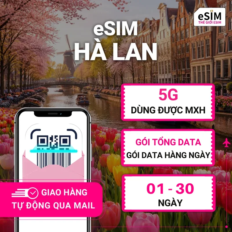 eSIM Du Lịch Hà Lan
